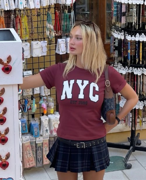 % 100 Kalın Pamuklu Oversize/Geniş Pach Nakışlı Örme T-Shirt