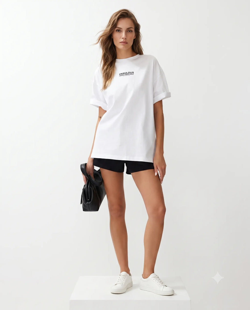 % 100 Pamuk Sırt ve Ön Baskılı Oversize/Geniş Kesim Örme T-Shirt