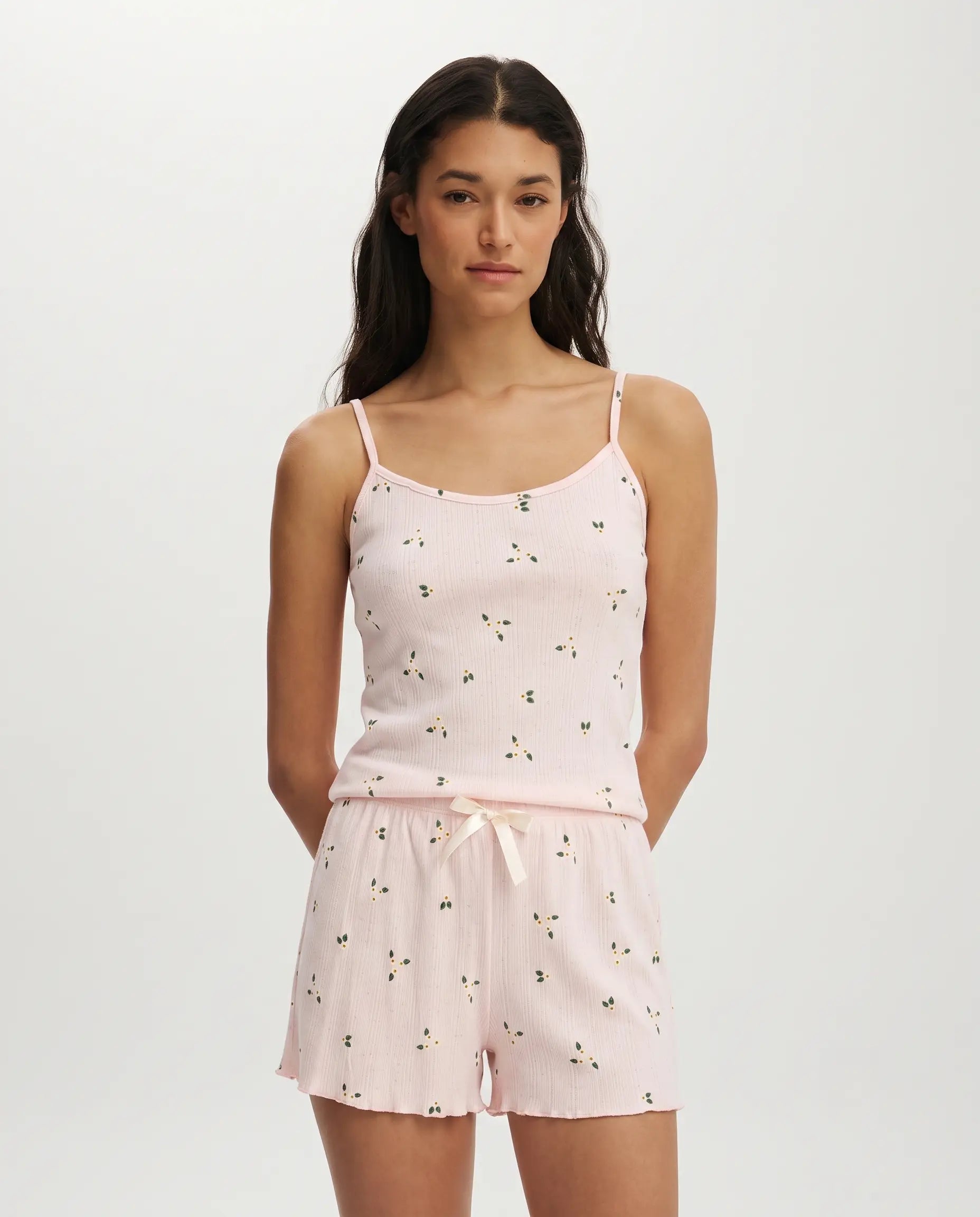 % 100 Pamuklu Çiçekli Pijama Takımı