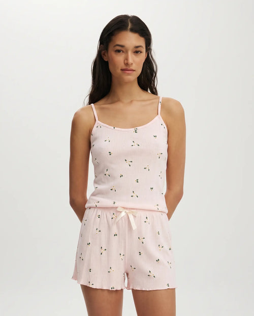 % 100 Pamuklu Çiçekli Pijama Takımı