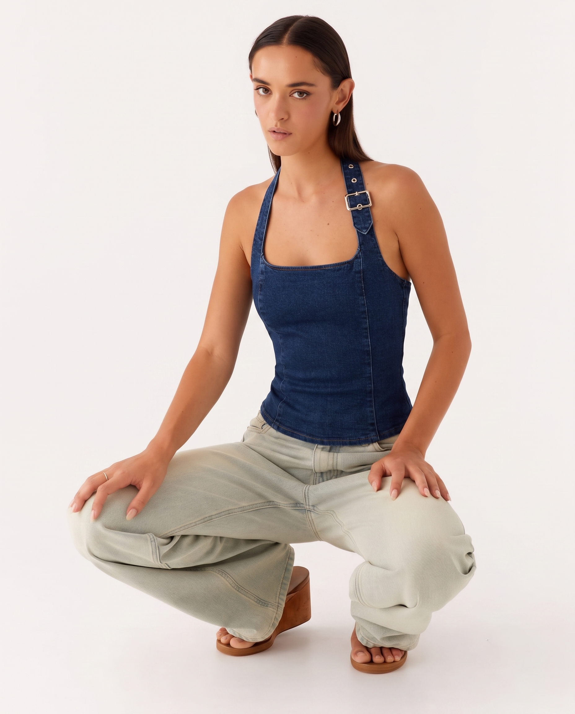 Denim Crop Bluz