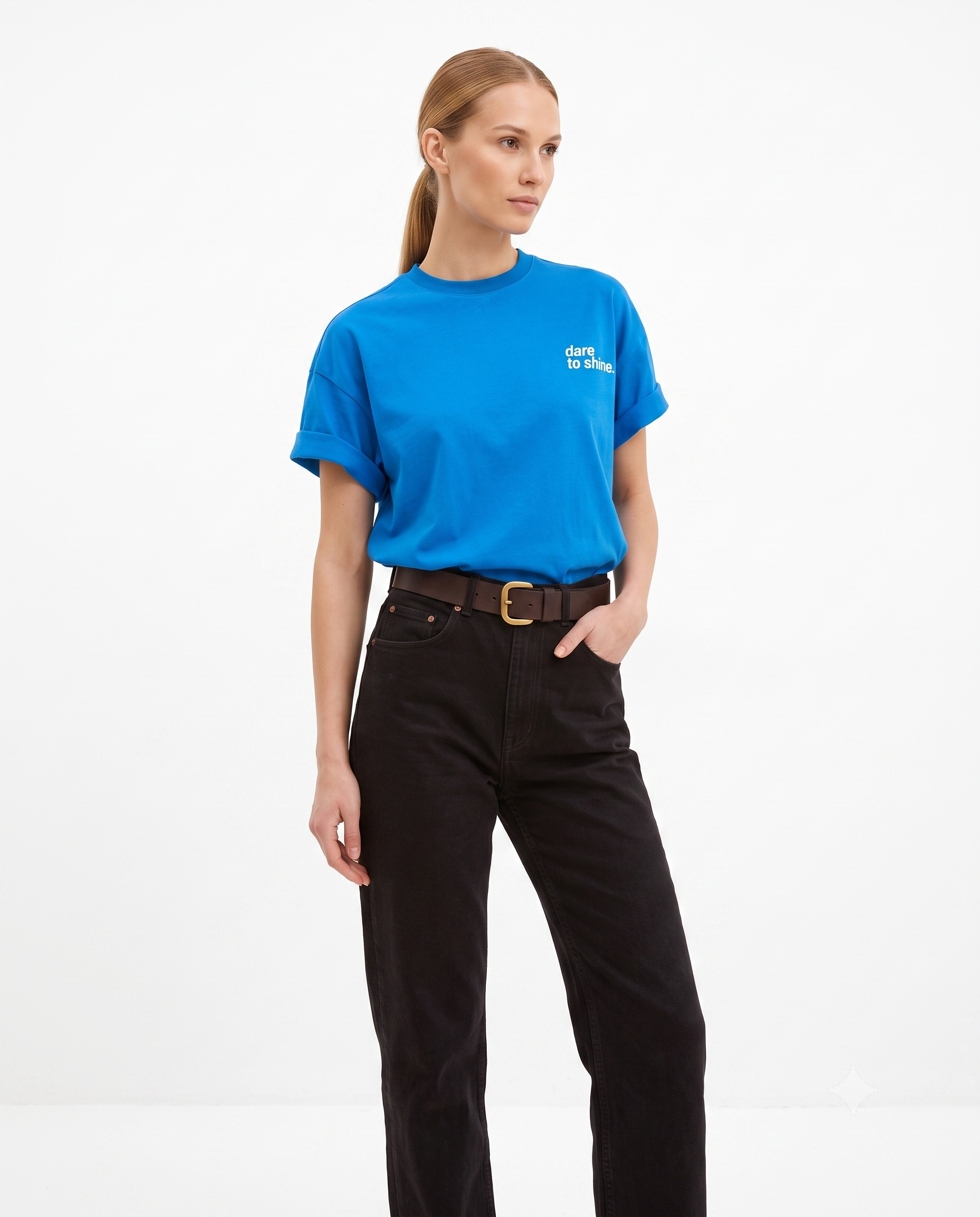 Slogan Oversize/Geniş Kalıp Sırt Baskılı Uzun Tok %100 Pamuk Örme T-Shirt
