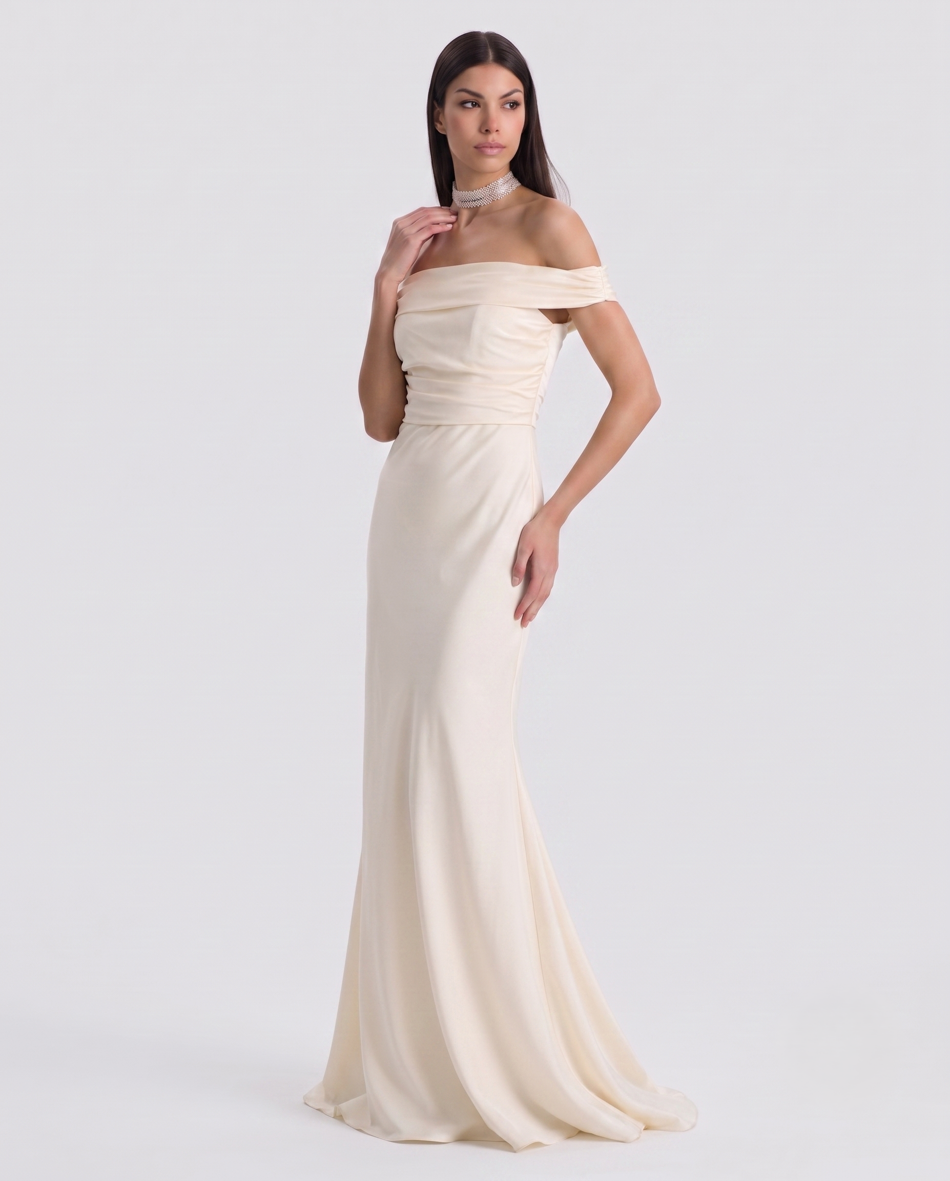 Beyaz Bridal Balık Model Elbise