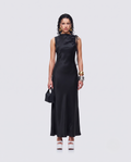 Siyah Saten Slip Maxi Abiye