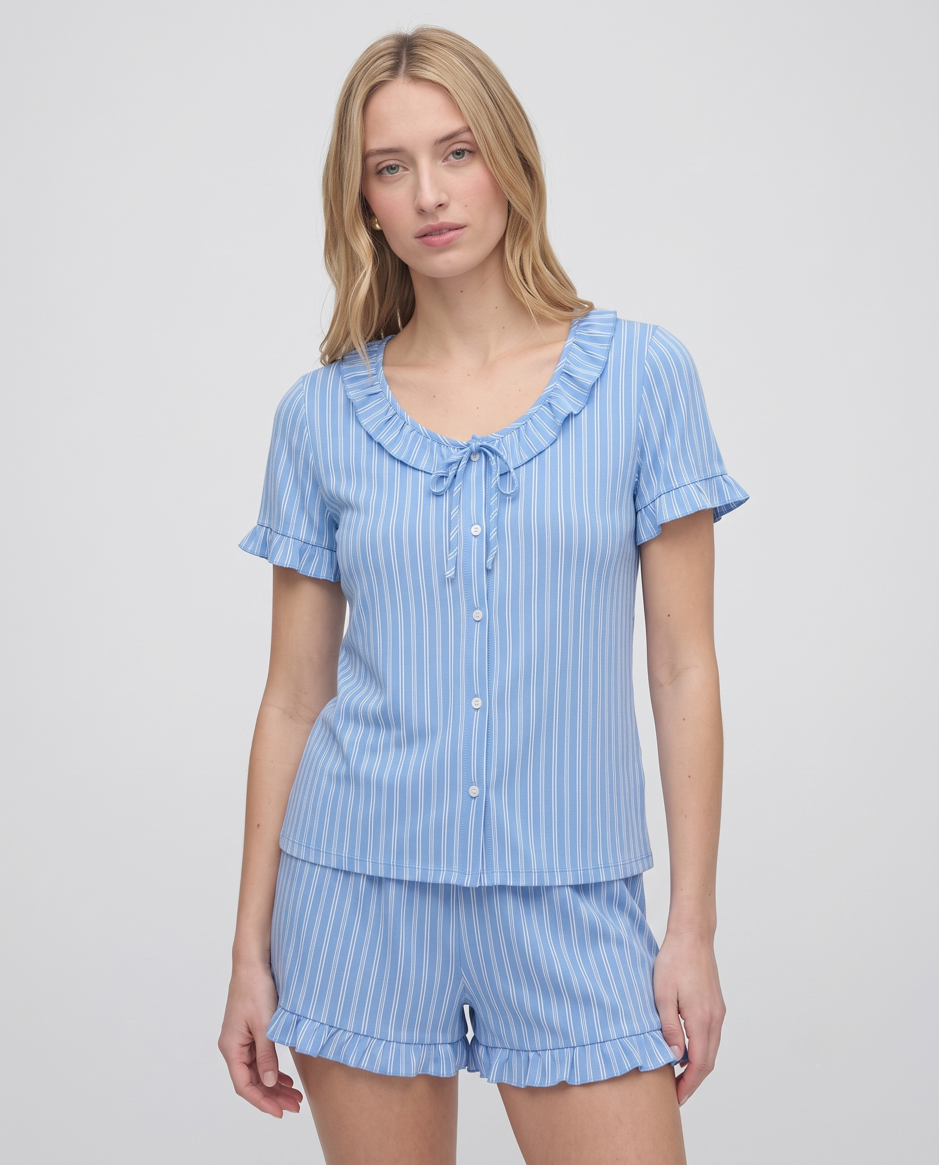Mavi Çizgili Pijama Takımı