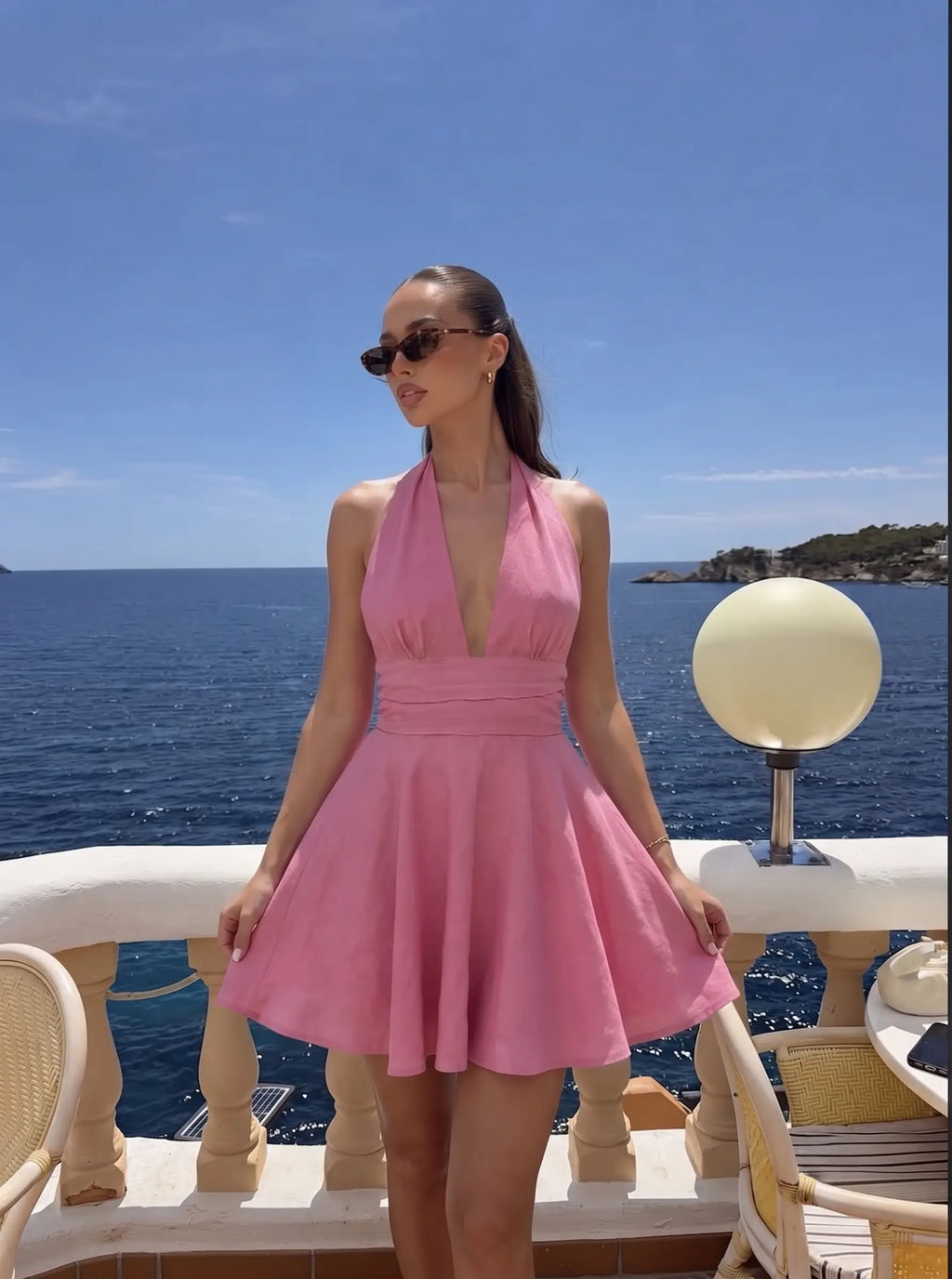 Baby Pink Boyundan Bağlamalı Plaj Elbisesi | Günlük Yaz Elbisesi