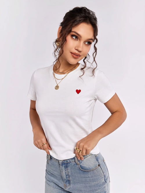 Beyaz Kalpli Tshirt % 100 Pamuk