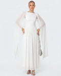 Beyaz Şifon Şal Detay Bridal Elbise