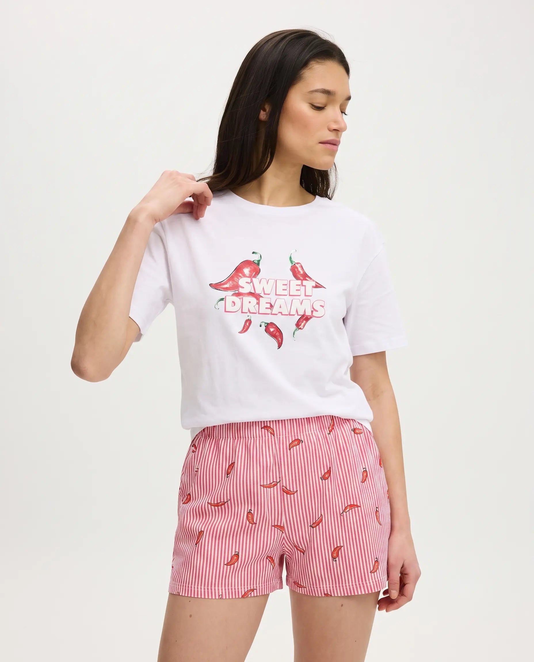 Biber Desenli Şortlu Pijama Takımı
