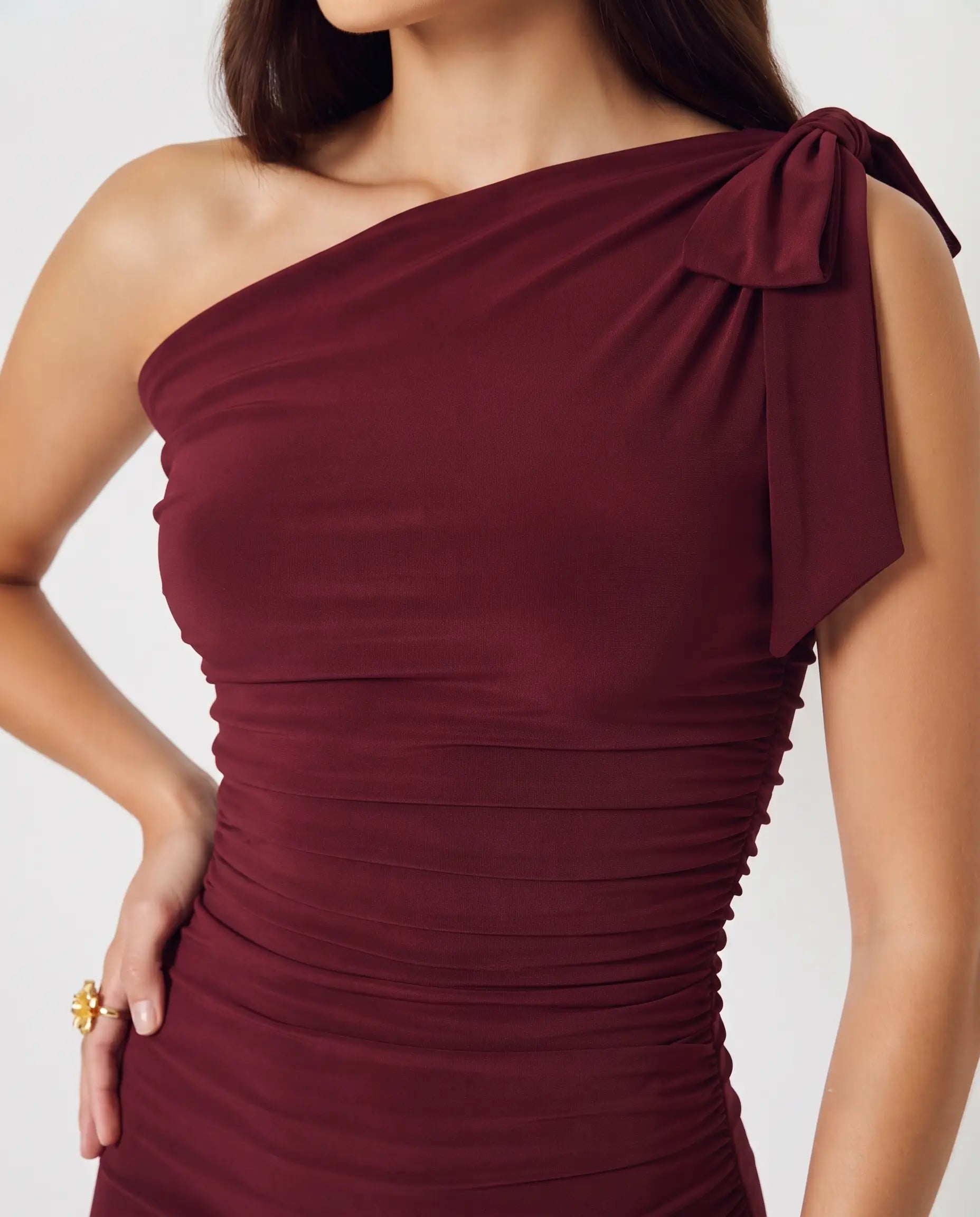 Bordo Fitted/Vücuda Oturan Elbise
