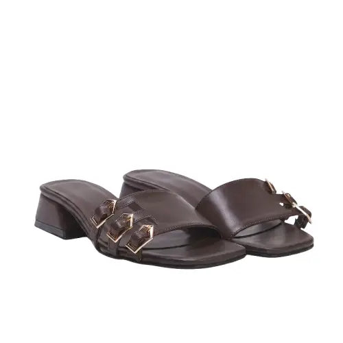 Brown Luxe Tokalı Topuklu