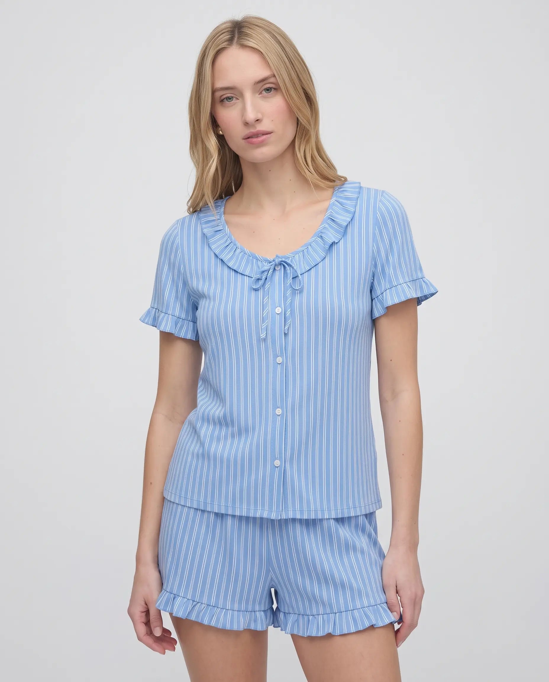 Mavi Çizgili Pijama Takımı
