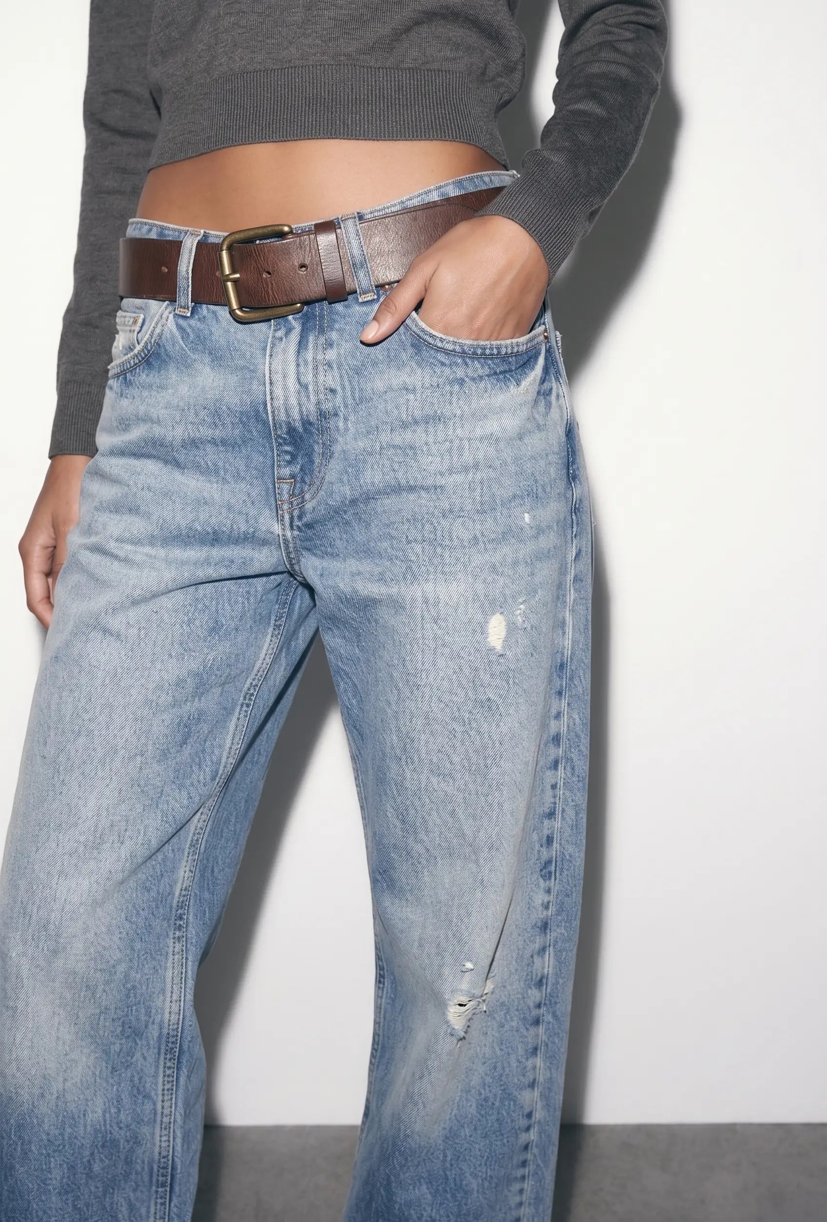 Mavi Yüksek Bel Wide Leg Jeans
