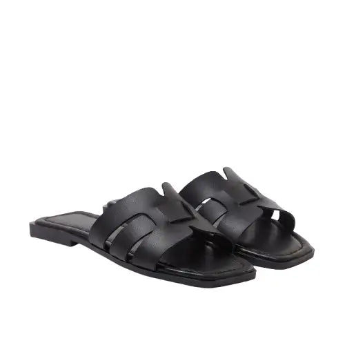Noir Slide Deri Terlik