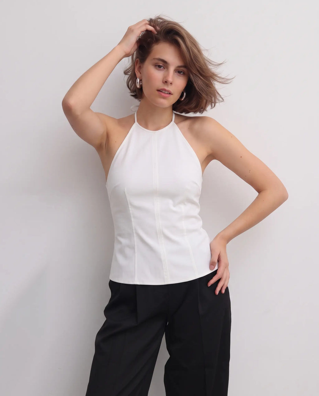 Pamuklu Halter Yaka Bluz