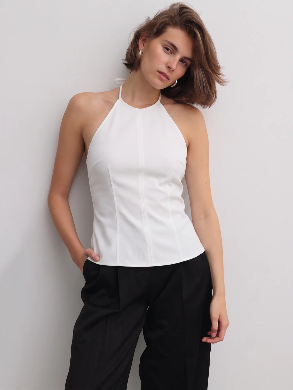 Pamuklu Halter Yaka Bluz