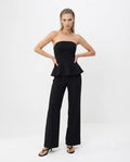 Peplum Kolsuz Geniş Paça Soft Touch Örme Alt-Üst Takım