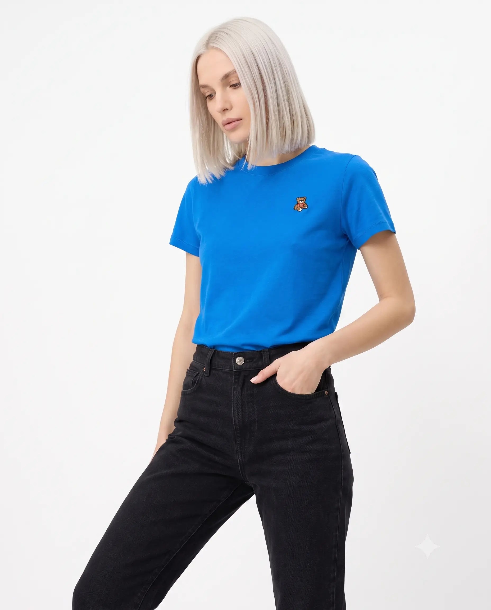 Regular/Normal Kalıp Kısa Kollu Nakışlı Tok % 100 Pamuk Örme T-shirt