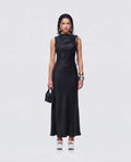Siyah Saten Slip Maxi Abiye