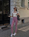 Soft Pembe Tayt – Yüksek Bel Kadın Tayt