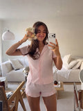 Somon Rengi Pamuklu Pijama Takımı