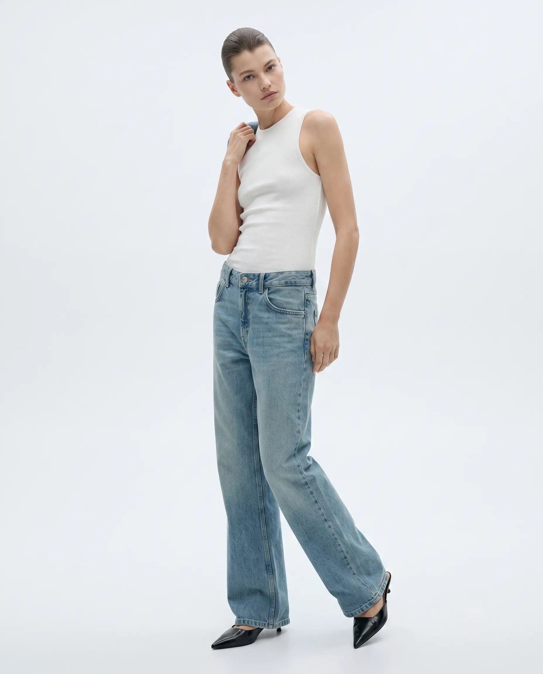 Vintage Yüksek Bel % 100 Pamuk Non-Stretch Jeans